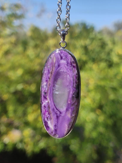 Charoit - 925 Silber Fassung Edelstein Kette lila violet Natur Heilstein Energie Rarität Mann Frau Er Sie Geschenk Edel Qualität Hochwertig - Art of Nature Berlin