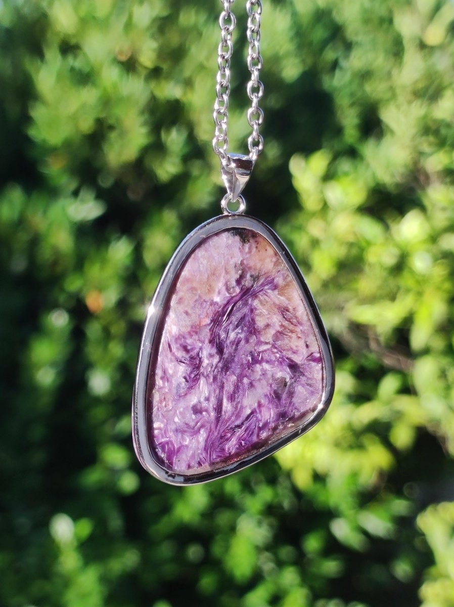 Charoit - 925 Silber Fassung Edelstein Kette lila violet Natur Heilstein Energie Rarität Mann Frau Er Sie Geschenk Edel Qualität Hochwertig - Art of Nature Berlin