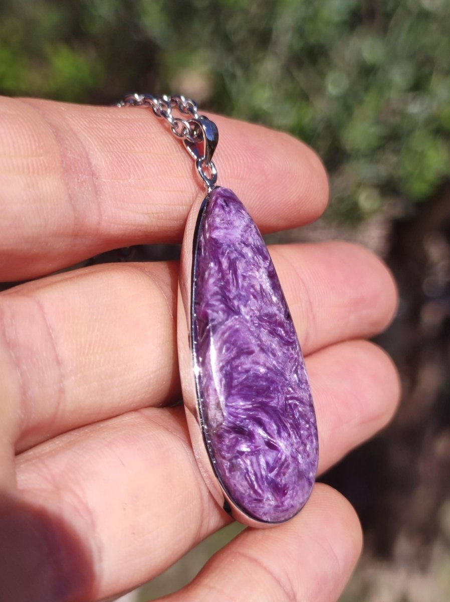 Charoit - 925 Silber Fassung Edelstein Kette lila violet Natur Heilstein Energie Rarität Mann Frau Er Sie Geschenk Edel Qualität Hochwertig - Art of Nature Berlin