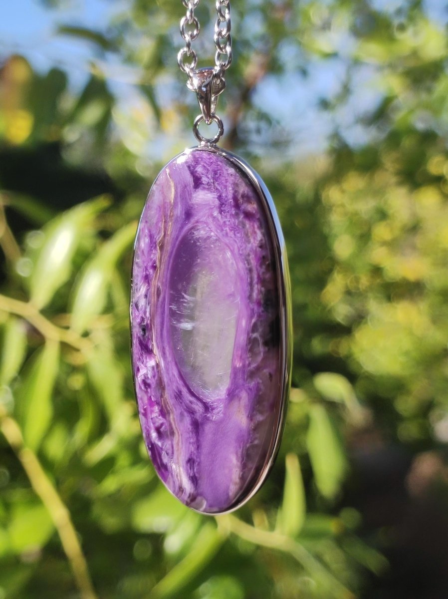 Charoit - 925 Silber Fassung Edelstein Kette lila violet Natur Heilstein Energie Rarität Mann Frau Er Sie Geschenk Edel Qualität Hochwertig - Art of Nature Berlin