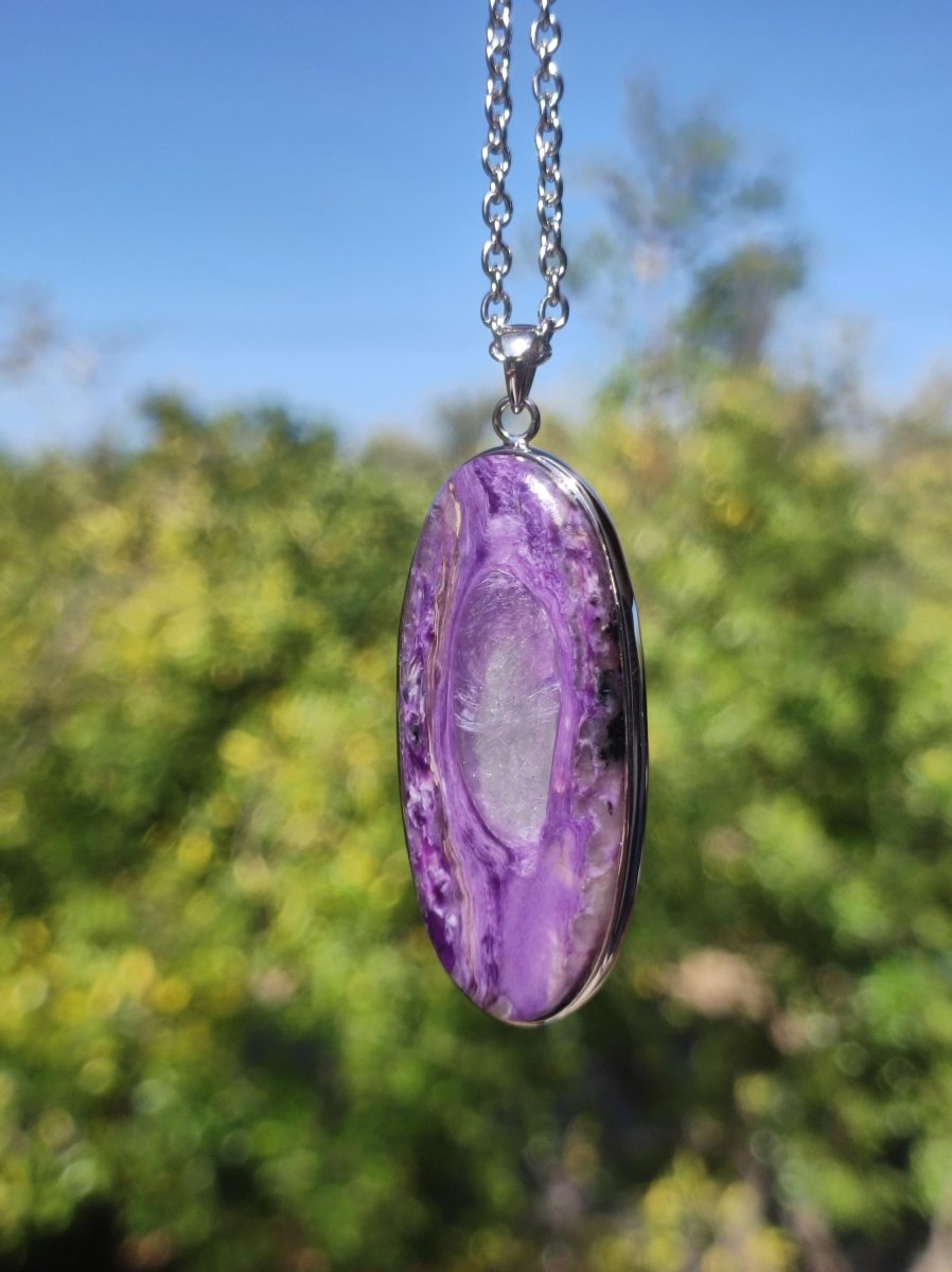 Charoit - 925 Silber Fassung Edelstein Kette lila violet Natur Heilstein Energie Rarität Mann Frau Er Sie Geschenk Edel Qualität Hochwertig - Art of Nature Berlin