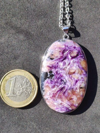 Charoit - 925 Silber Fassung Edelstein Kette lila violet Natur Heilstein Energie Rarität Mann Frau Er Sie Geschenk Edel Qualität Hochwertig - Art of Nature Berlin