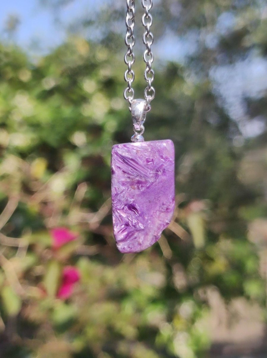 Charoit - 925 Sterling Silber Öse ~ Edelstein Kette lila Anhänger Natur Heilstein Kristall Geschenk Mann Frau Mutter Vater Er Sie Freundin - Art of Nature Berlin