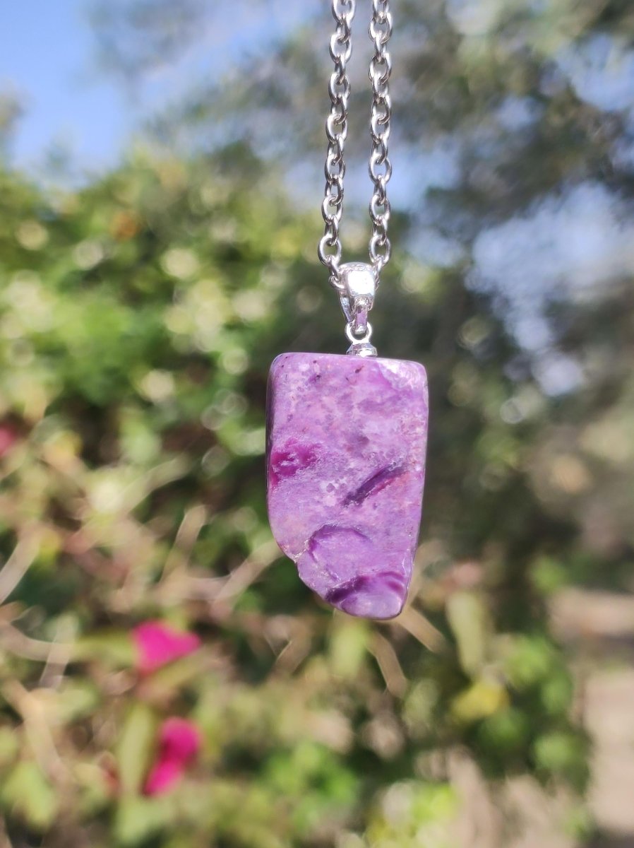 Charoit - 925 Sterling Silber Öse ~ Edelstein Kette lila Anhänger Natur Heilstein Kristall Geschenk Mann Frau Mutter Vater Er Sie Freundin - Art of Nature Berlin