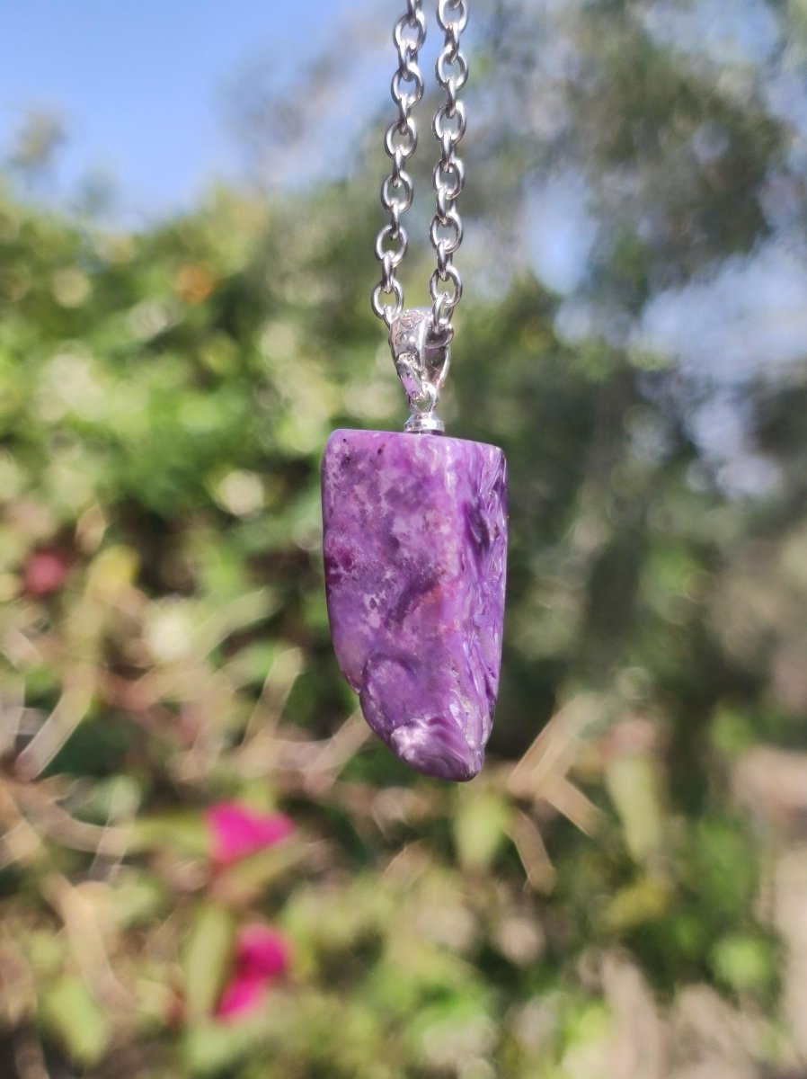 Charoit - 925 Sterling Silber Öse ~ Edelstein Kette lila Anhänger Natur Heilstein Kristall Geschenk Mann Frau Mutter Vater Er Sie Freundin - Art of Nature Berlin