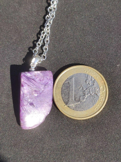 Charoit - 925 Sterling Silber Öse ~ Edelstein Kette lila Anhänger Natur Heilstein Kristall Geschenk Mann Frau Mutter Vater Er Sie Freundin - Art of Nature Berlin