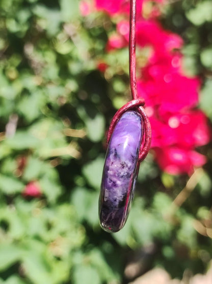 Charoit - Edelstein Donut Kette Rarität selten Schutzsymbol Heilstein Kristall HIPPIE Boho Ethno Mann Frau Geschenk Er Sie - Art of Nature Berlin