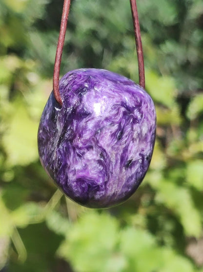 Charoit - Edelstein Kette lila Natur Heilstein Schutz Glück Mann Frau Er Sie Freund Glück HIPPIE Boho Tibet Ethno Rarität Geschenk Unikat - Art of Nature Berlin