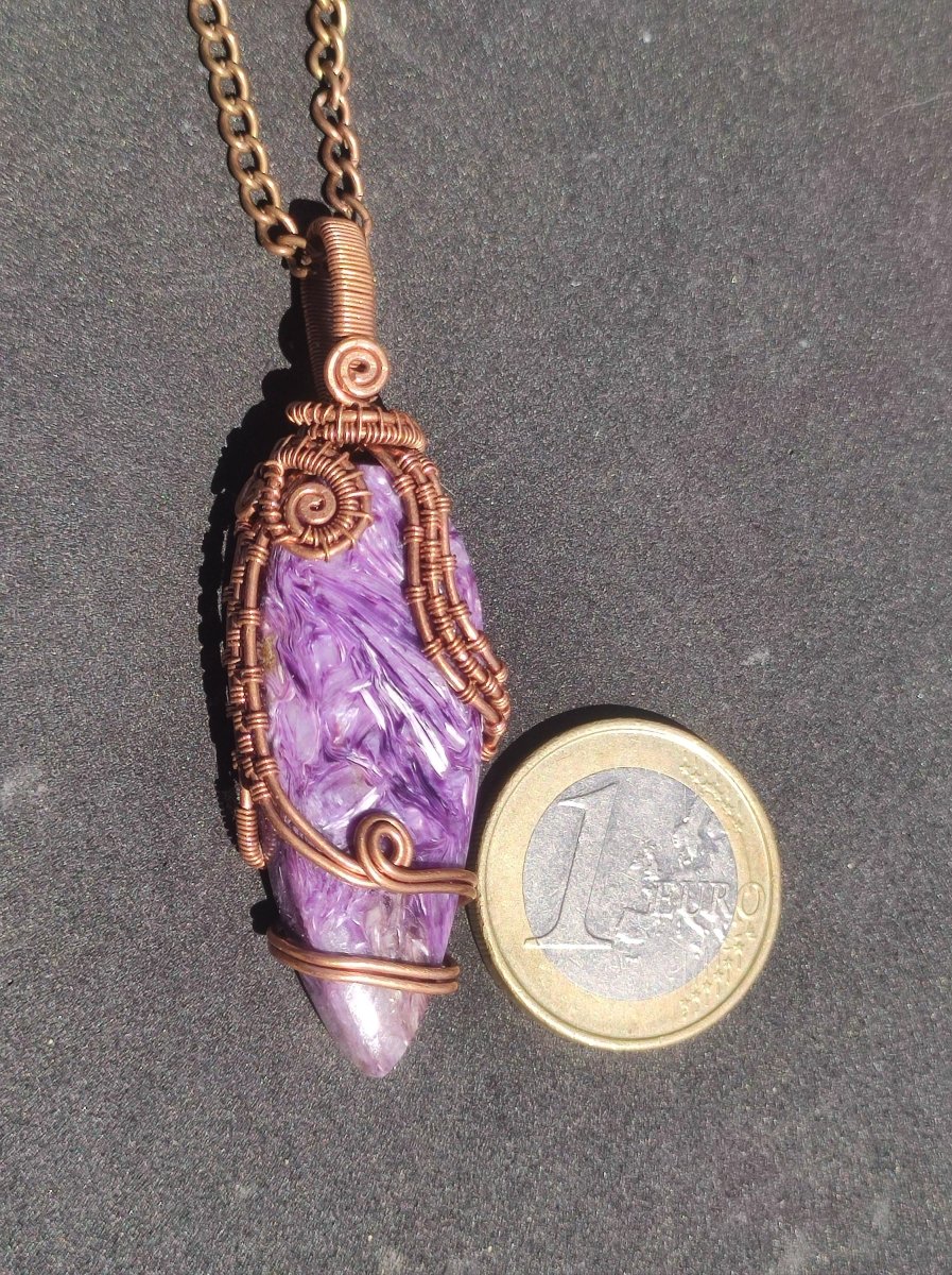 Charoit Wire lila Edelstein Kette mit Kupferdraht Natur Heilstein Kristalle Anhänger Schmuck Mann Frau Kind Geschenk Er Sie Bruder Schwester - Art of Nature Berlin
