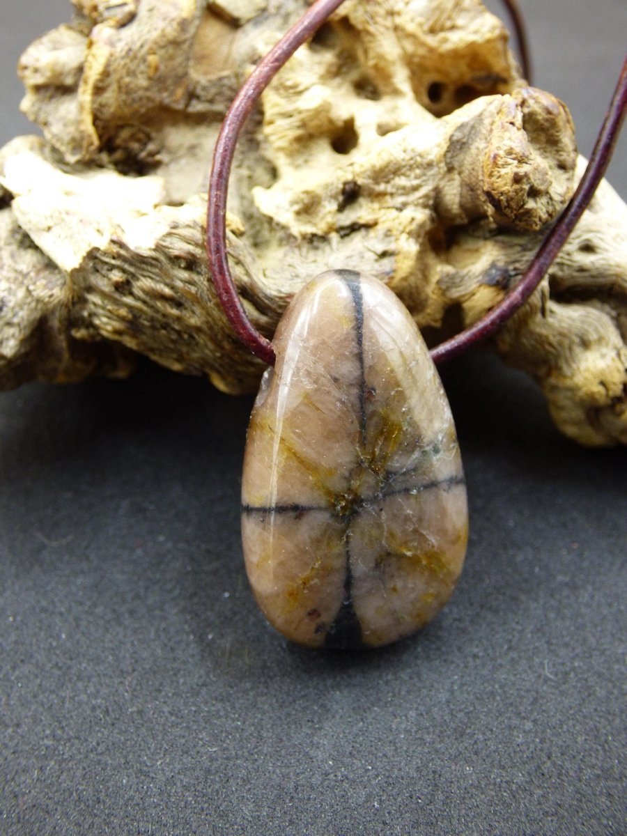 Chiastolith Andalusit Edelstein Kette braun Natur Boho Ethno Nature Heilstein Kristalle Schmuck Anhänger Mann Frau Kind Art Geschenk Er Sie - Art of Nature Berlin