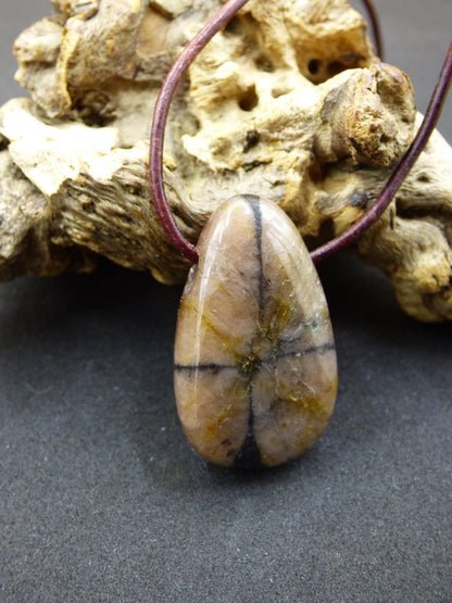 Chiastolith Andalusit Edelstein Kette braun Natur Boho Ethno Nature Heilstein Kristalle Schmuck Anhänger Mann Frau Kind Art Geschenk Er Sie - Art of Nature Berlin