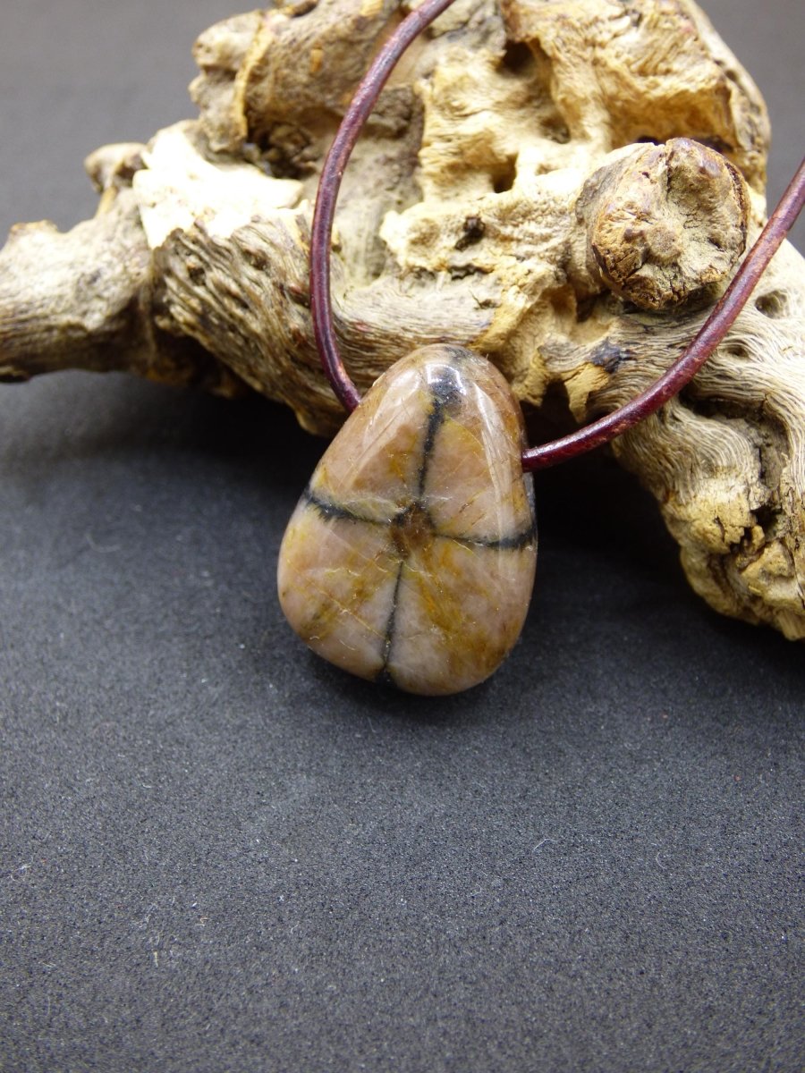 Chiastolith Andalusit Edelstein Kette braun Natur Boho Ethno Nature Heilstein Kristalle Schmuck Anhänger Mann Frau Kind Art Geschenk Er Sie - Art of Nature Berlin