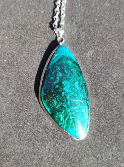 Chrysocoll - 925 Sterling Silber Edelstein Kette Natur blau Schutz Rarität Heilstein Kristall Mann Frau Er Sie Geschenk Freund Bruder - Art of Nature Berlin
