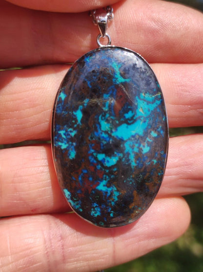 Chrysocoll - 925 Sterling Silber Edelstein Kette Natur blau Schutz Rarität Heilstein Kristall Mann Frau Er Sie Geschenk Freund Bruder - Art of Nature Berlin