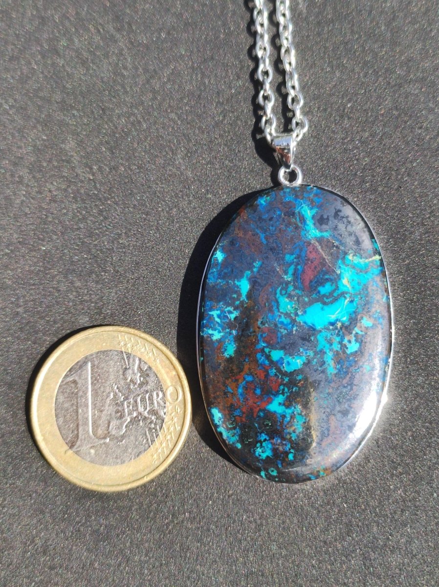 Chrysocoll - 925 Sterling Silber Edelstein Kette Natur blau Schutz Rarität Heilstein Kristall Mann Frau Er Sie Geschenk Freund Bruder - Art of Nature Berlin