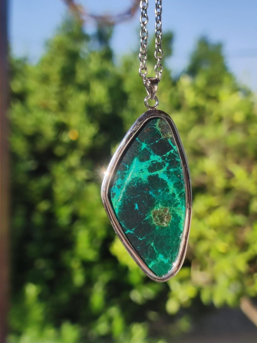 Chrysocoll - 925 Sterling Silber Edelstein Kette Natur blau Schutz Rarität Heilstein Kristall Mann Frau Er Sie Geschenk Freund Bruder - Art of Nature Berlin