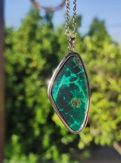 Chrysocoll - 925 Sterling Silber Edelstein Kette Natur blau Schutz Rarität Heilstein Kristall Mann Frau Er Sie Geschenk Freund Bruder - Art of Nature Berlin