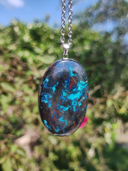 Chrysocoll - 925 Sterling Silber Edelstein Kette Natur blau Schutz Rarität Heilstein Kristall Mann Frau Er Sie Geschenk Freund Bruder - Art of Nature Berlin