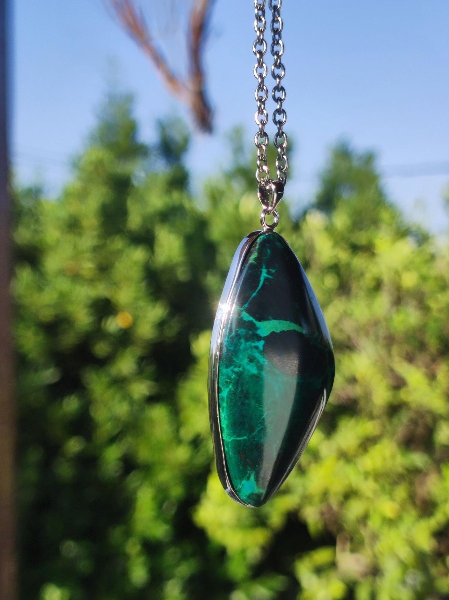 Chrysocoll - 925 Sterling Silber Edelstein Kette Natur blau Schutz Rarität Heilstein Kristall Mann Frau Er Sie Geschenk Freund Bruder - Art of Nature Berlin
