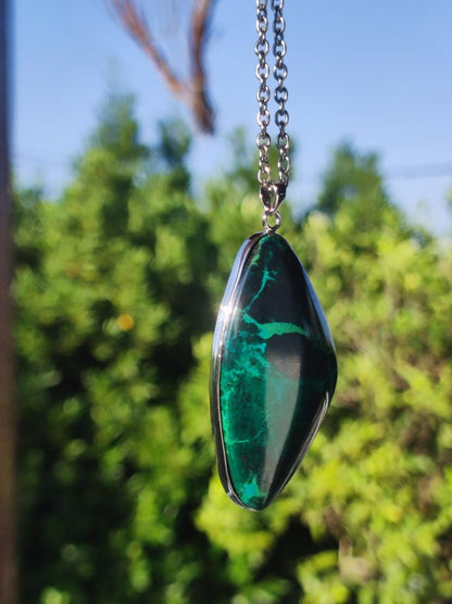 Chrysocoll - 925 Sterling Silber Edelstein Kette Natur blau Schutz Rarität Heilstein Kristall Mann Frau Er Sie Geschenk Freund Bruder - Art of Nature Berlin