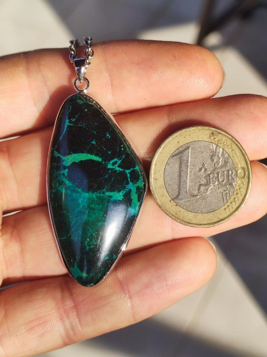 Chrysocoll - 925 Sterling Silber Edelstein Kette Natur blau Schutz Rarität Heilstein Kristall Mann Frau Er Sie Geschenk Freund Bruder - Art of Nature Berlin