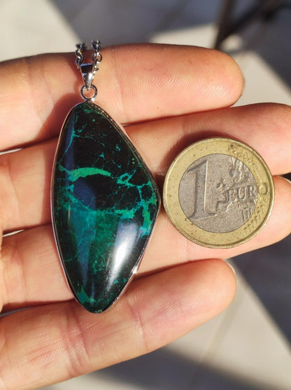 Chrysocoll - 925 Sterling Silber Edelstein Kette Natur blau Schutz Rarität Heilstein Kristall Mann Frau Er Sie Geschenk Freund Bruder - Art of Nature Berlin