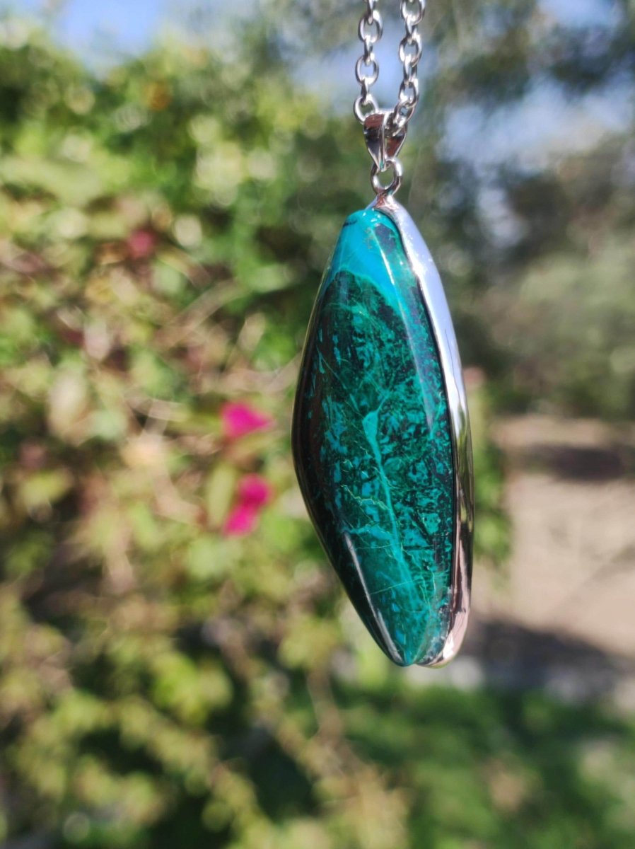 Chrysocoll - 925 Sterling Silber Edelstein Kette Natur blau Schutz Rarität Heilstein Kristall Mann Frau Er Sie Geschenk Freund Bruder - Art of Nature Berlin