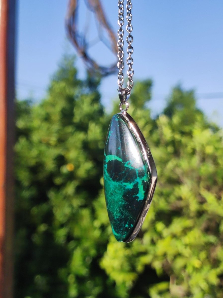Chrysocoll - 925 Sterling Silber Edelstein Kette Natur blau Schutz Rarität Heilstein Kristall Mann Frau Er Sie Geschenk Freund Bruder - Art of Nature Berlin