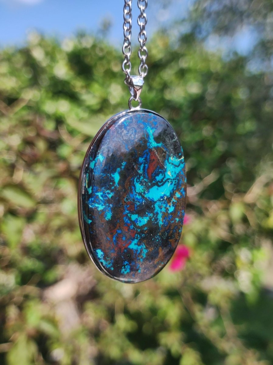 Chrysocoll - 925 Sterling Silber Edelstein Kette Natur blau Schutz Rarität Heilstein Kristall Mann Frau Er Sie Geschenk Freund Bruder - Art of Nature Berlin