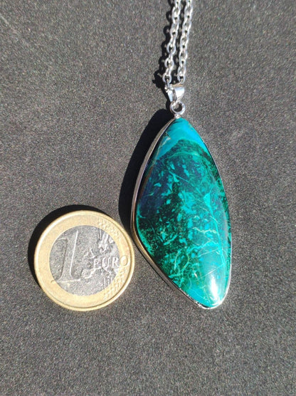 Chrysocoll - 925 Sterling Silber Edelstein Kette Natur blau Schutz Rarität Heilstein Kristall Mann Frau Er Sie Geschenk Freund Bruder - Art of Nature Berlin