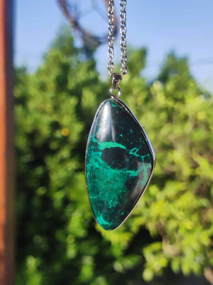 Chrysocoll - 925 Sterling Silber Edelstein Kette Natur blau Schutz Rarität Heilstein Kristall Mann Frau Er Sie Geschenk Freund Bruder - Art of Nature Berlin