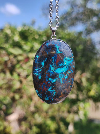 Chrysocoll - 925 Sterling Silber Edelstein Kette Natur blau Schutz Rarität Heilstein Kristall Mann Frau Er Sie Geschenk Freund Bruder - Art of Nature Berlin