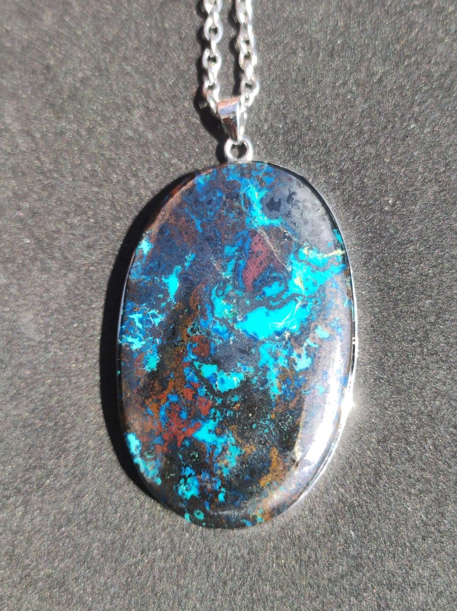 Chrysocoll - 925 Sterling Silber Edelstein Kette Natur blau Schutz Rarität Heilstein Kristall Mann Frau Er Sie Geschenk Freund Bruder - Art of Nature Berlin