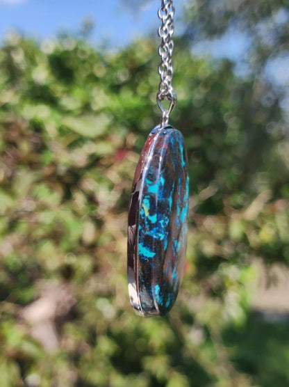Chrysocoll - 925 Sterling Silber Edelstein Kette Natur blau Schutz Rarität Heilstein Kristall Mann Frau Er Sie Geschenk Freund Bruder - Art of Nature Berlin