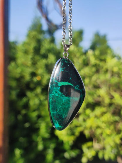 Chrysocoll - 925 Sterling Silber Edelstein Kette Natur blau Schutz Rarität Heilstein Kristall Mann Frau Er Sie Geschenk Freund Bruder - Art of Nature Berlin