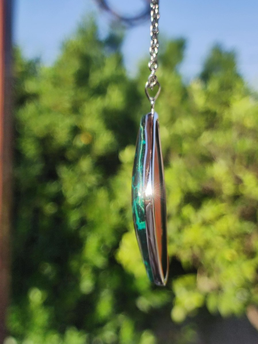 Chrysocoll - 925 Sterling Silber Edelstein Kette Natur blau Schutz Rarität Heilstein Kristall Mann Frau Er Sie Geschenk Freund Bruder - Art of Nature Berlin