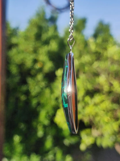 Chrysocoll - 925 Sterling Silber Edelstein Kette Natur blau Schutz Rarität Heilstein Kristall Mann Frau Er Sie Geschenk Freund Bruder - Art of Nature Berlin