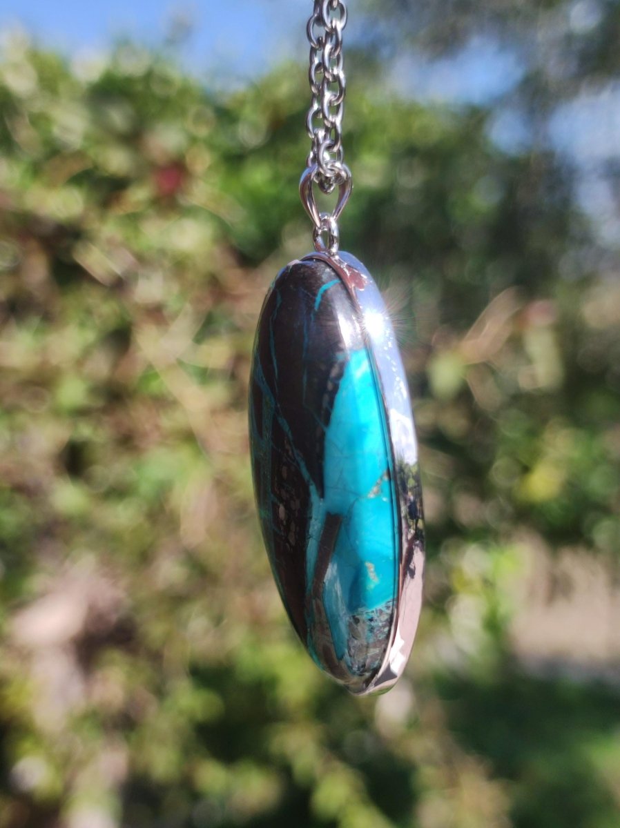 Chrysocoll - 925 Sterling Silber Edelstein Kette Natur blau Schutz Rarität Heilstein Kristall Mann Frau Er Sie Geschenk Freund Bruder Vater - Art of Nature Berlin