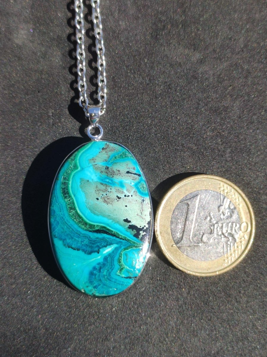 Chrysocoll - 925 Sterling Silber Edelstein Kette Natur blau Schutz Rarität Heilstein Kristall Mann Frau Er Sie Geschenk Freund Bruder Vater - Art of Nature Berlin