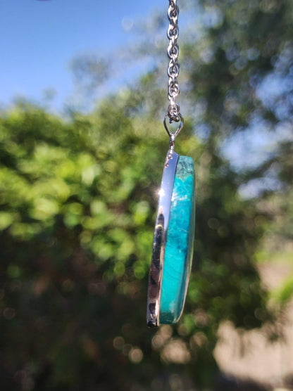 Chrysocoll - 925 Sterling Silber Edelstein Kette Natur blau Schutz Rarität Heilstein Kristall Mann Frau Er Sie Geschenk Freund Bruder Vater - Art of Nature Berlin