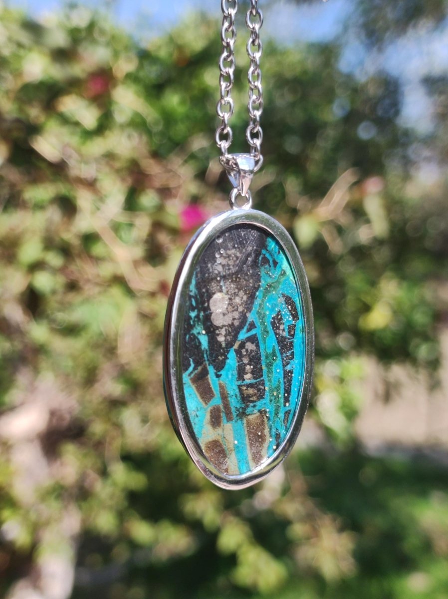 Chrysocoll - 925 Sterling Silber Edelstein Kette Natur blau Schutz Rarität Heilstein Kristall Mann Frau Er Sie Geschenk Freund Bruder Vater - Art of Nature Berlin