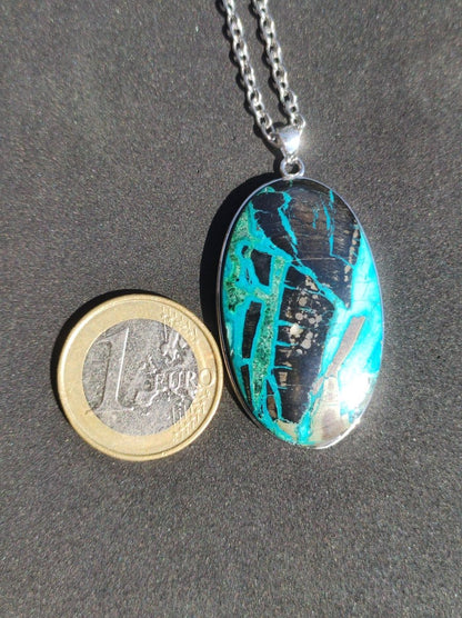 Chrysocoll - 925 Sterling Silber Edelstein Kette Natur blau Schutz Rarität Heilstein Kristall Mann Frau Er Sie Geschenk Freund Bruder Vater - Art of Nature Berlin