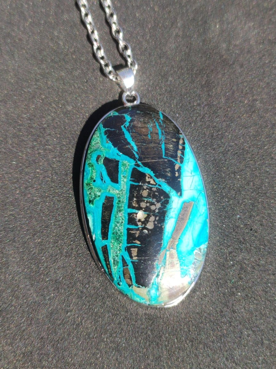 Chrysocoll - 925 Sterling Silber Edelstein Kette Natur blau Schutz Rarität Heilstein Kristall Mann Frau Er Sie Geschenk Freund Bruder Vater - Art of Nature Berlin