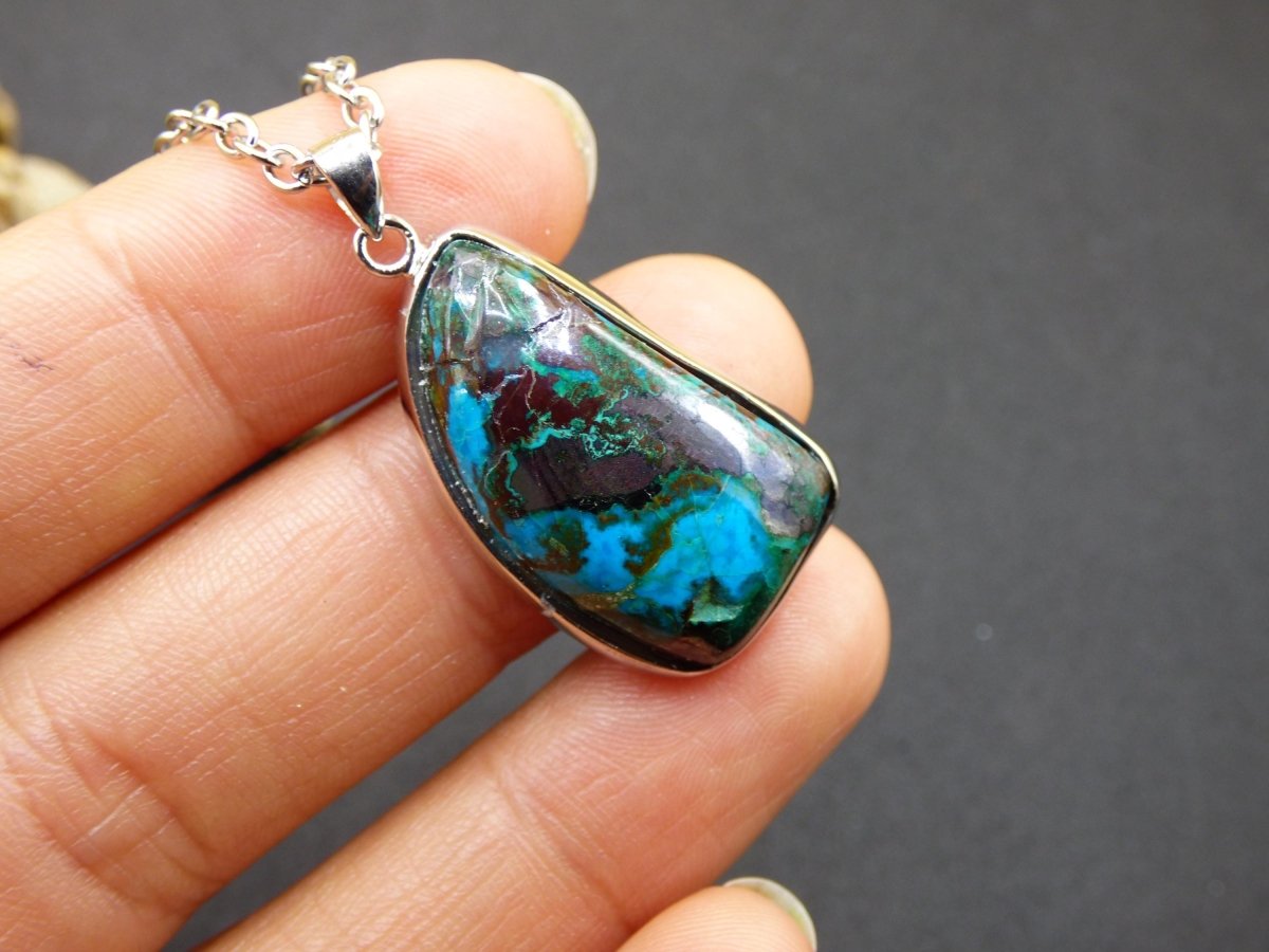 Chrysocoll AAA - 925 Sterling Silber Edelstein Kette Natur blau Schutz Rarität Heilstein Kristall Mann Frau Er Sie Geschenk Freund Bruder - Art of Nature Berlin