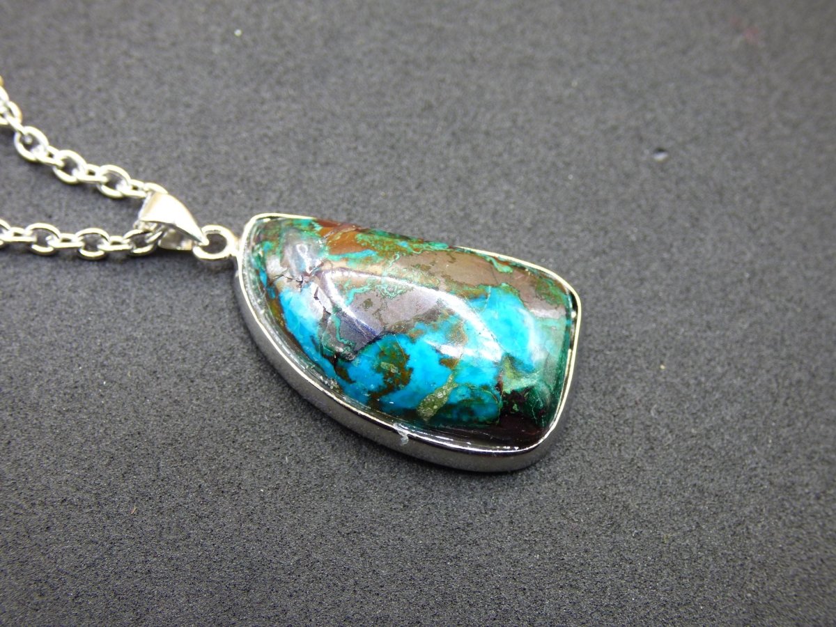 Chrysocoll AAA - 925 Sterling Silber Edelstein Kette Natur blau Schutz Rarität Heilstein Kristall Mann Frau Er Sie Geschenk Freund Bruder - Art of Nature Berlin