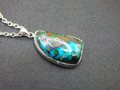 Chrysocoll AAA - 925 Sterling Silber Edelstein Kette Natur blau Schutz Rarität Heilstein Kristall Mann Frau Er Sie Geschenk Freund Bruder - Art of Nature Berlin