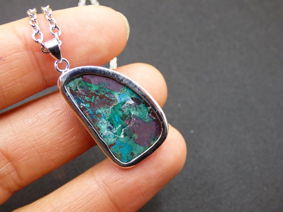 Chrysocoll AAA - 925 Sterling Silber Edelstein Kette Natur blau Schutz Rarität Heilstein Kristall Mann Frau Er Sie Geschenk Freund Bruder - Art of Nature Berlin