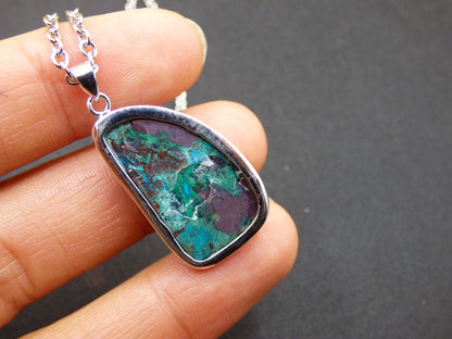 Chrysocoll AAA - 925 Sterling Silber Edelstein Kette Natur blau Schutz Rarität Heilstein Kristall Mann Frau Er Sie Geschenk Freund Bruder - Art of Nature Berlin
