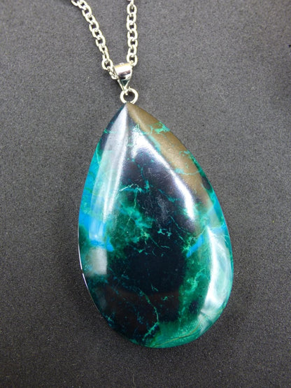 Chrysocoll AAA - 925 Sterling Silber Edelstein Kette Natur blau Schutz Rarität Heilstein Kristall Mann Frau Er Sie Geschenk Freund Bruder - Art of Nature Berlin