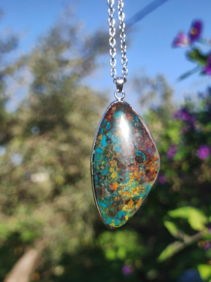 Chrysocoll AAA - 925 Sterling Silber Edelstein Kette Natur blau Schutz Rarität Heilstein Kristall Mann Frau Er Sie Geschenk Freund Bruder - Art of Nature Berlin